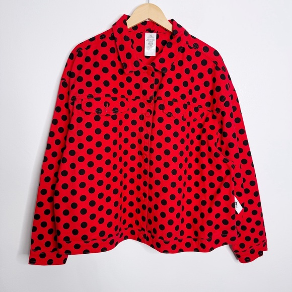 NWT Disney Red & Black Polka Dot‎ Minnie Mouse Denim Jacket Size 2X - Picture 2 of 8